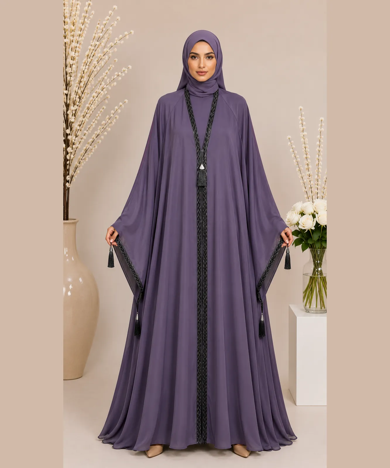 Cutdana Lace Abaya 3