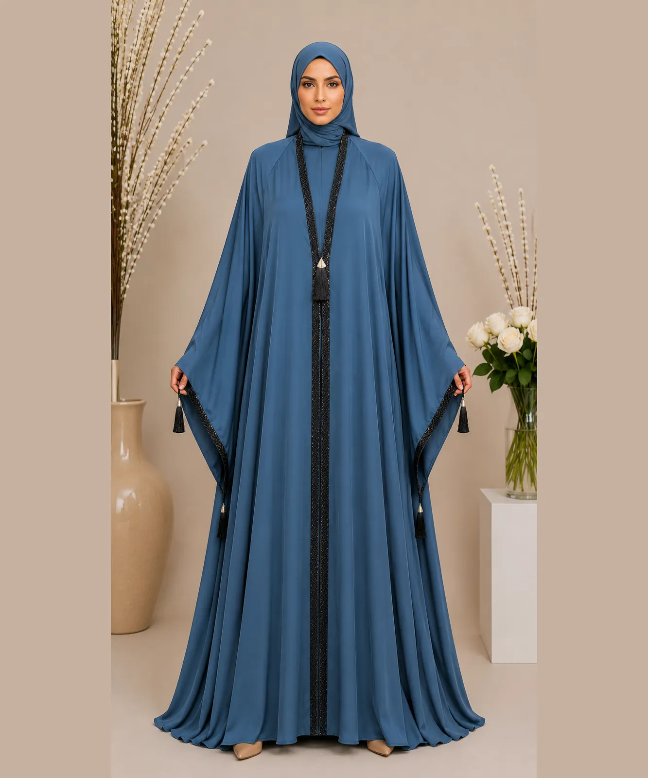 Cutdana Lace Abaya 8
