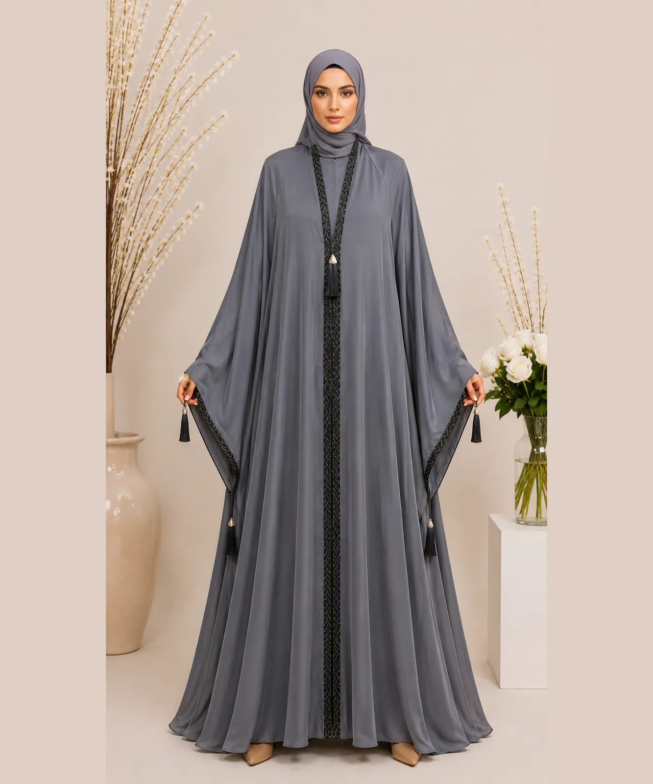 Cutdana Lace Abaya 9
