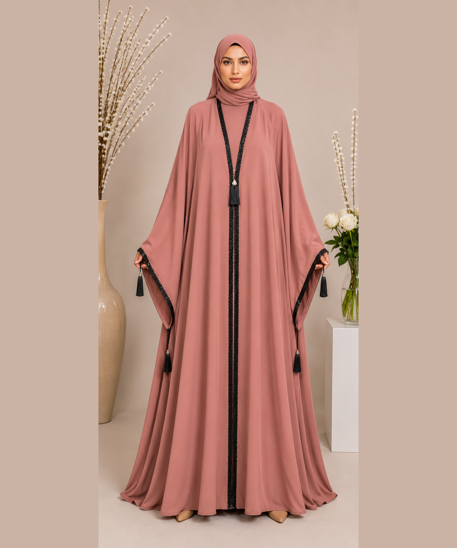 Stuff Original Premium Nida Fabric Abaya - Terracotta Pink