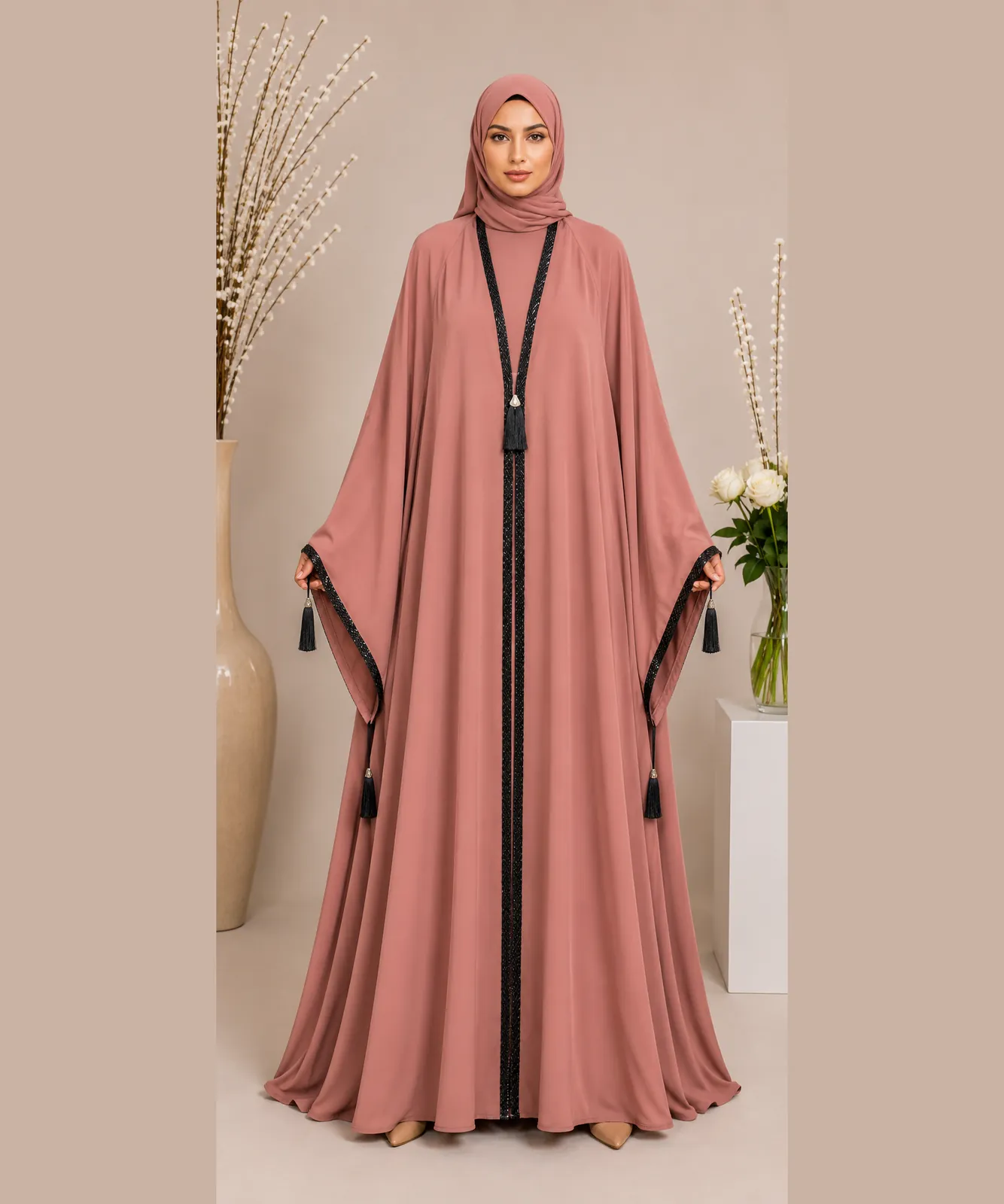 Cutdana Lace Abaya 10