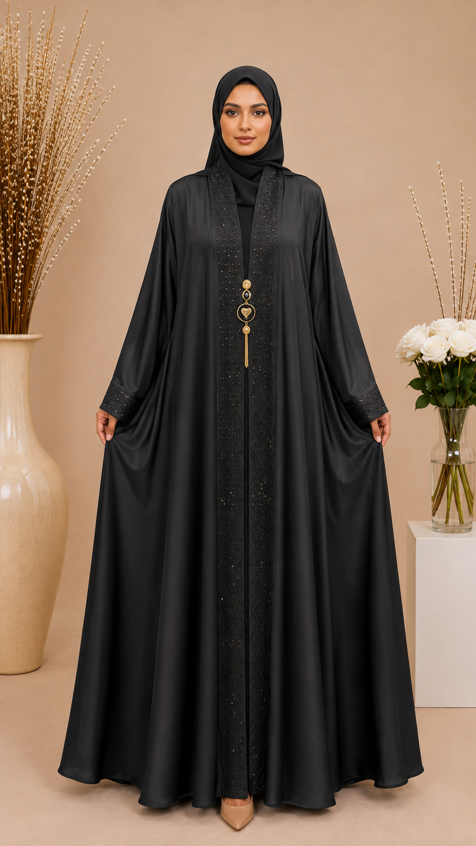 Double Jacket Abaya with Original DMC Stones 3