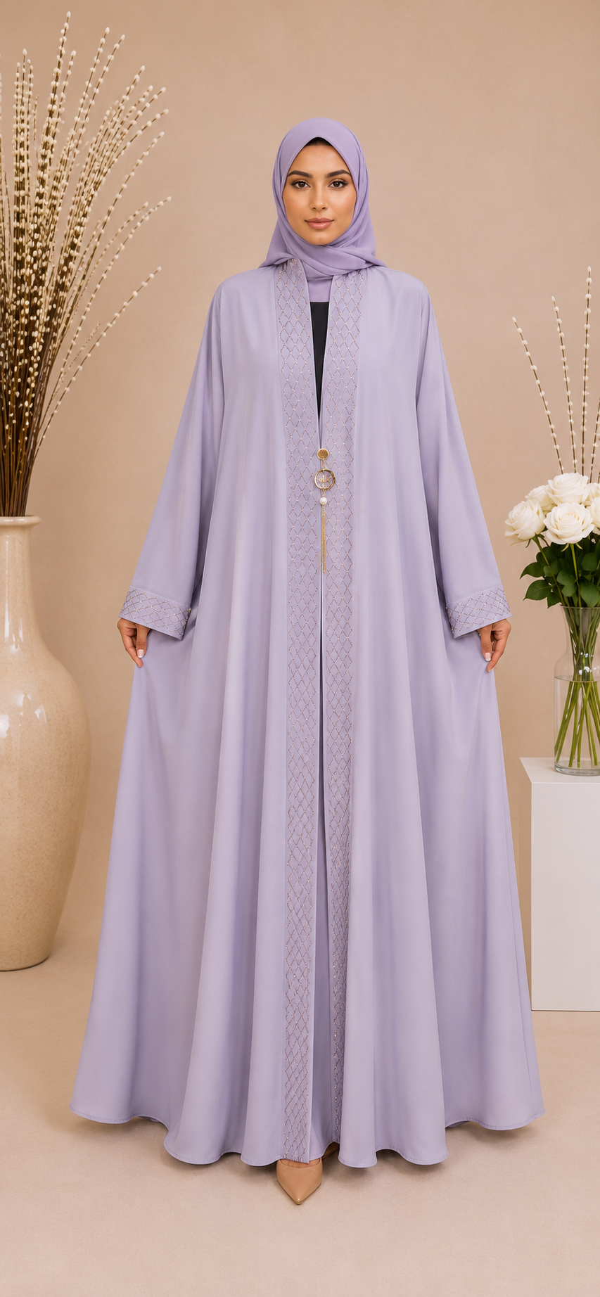 Double Jacket Abaya with Original DMC Stones 10