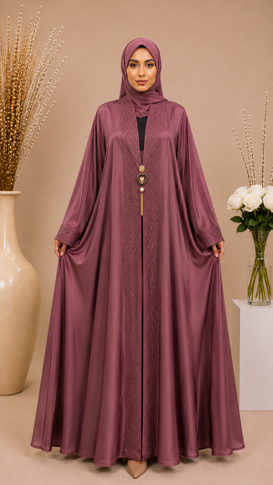 Double Jacket Abaya with Original DMC Stones 1