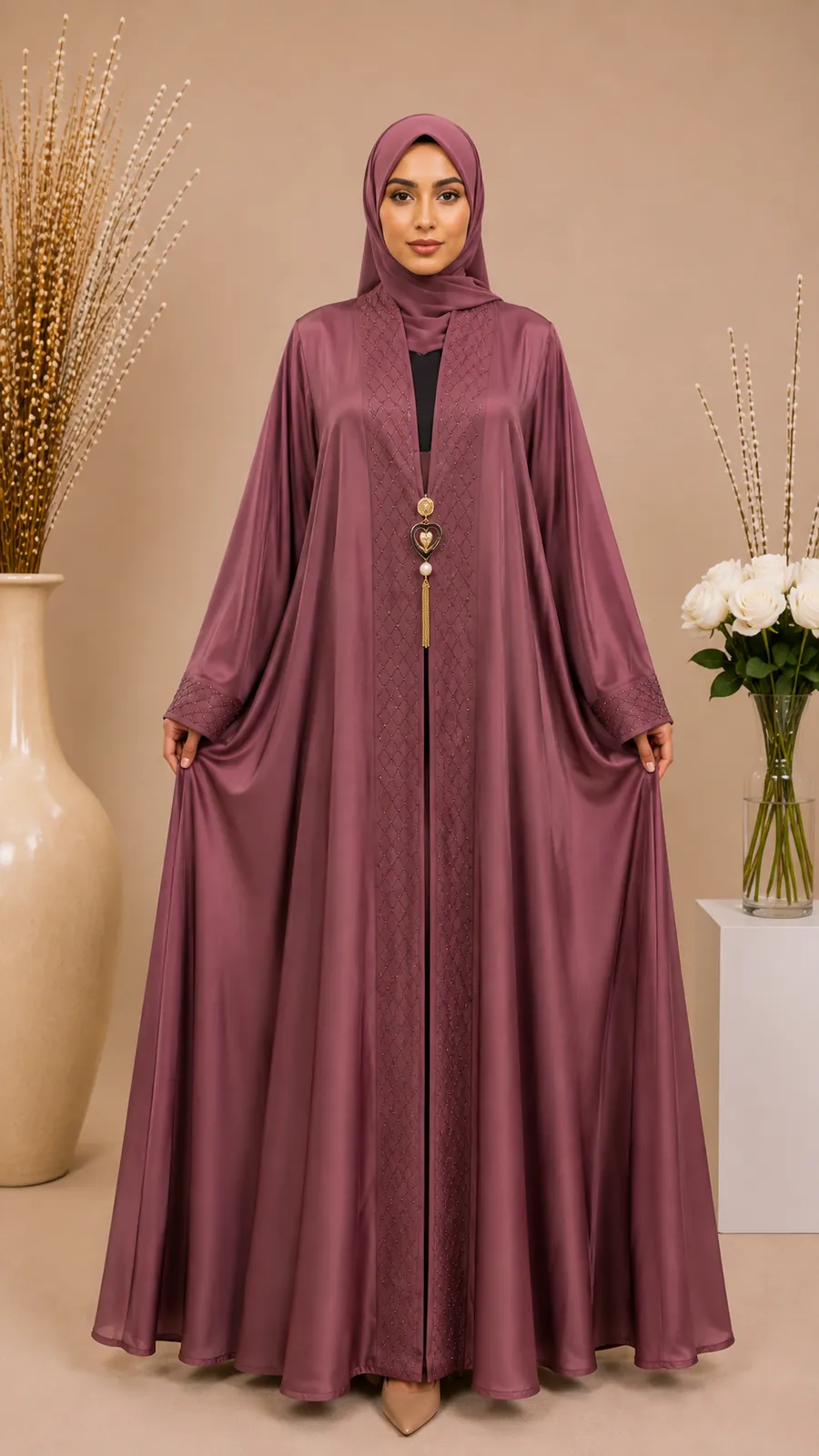 Double Jacket Abaya with Original DMC Stones