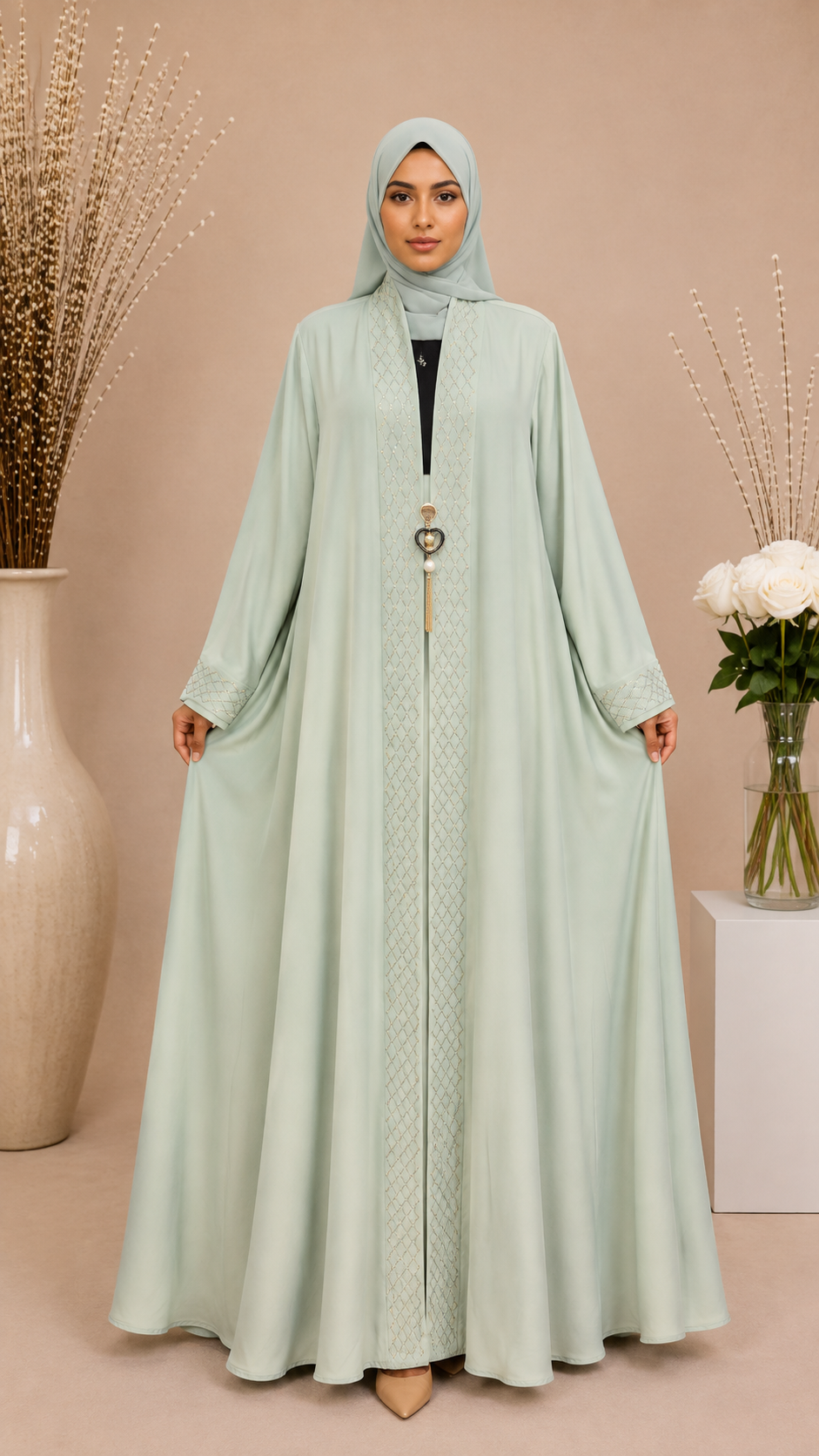 Double Jacket Abaya with Original DMC Stones 5