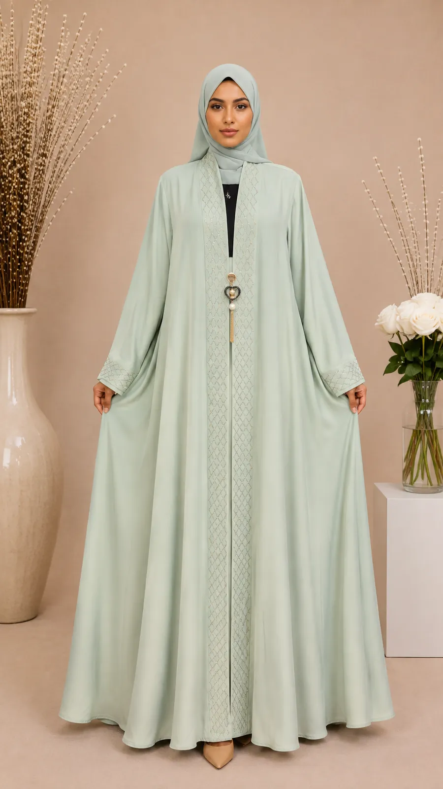 Double Jacket Abaya with Original DMC Stones 5