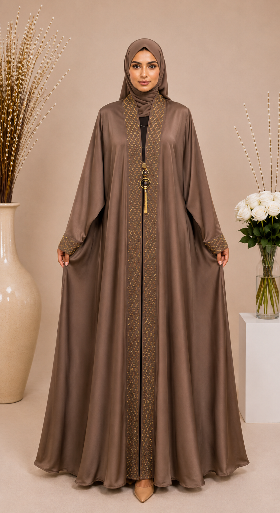 Double Jacket Abaya with Original DMC Stones 9