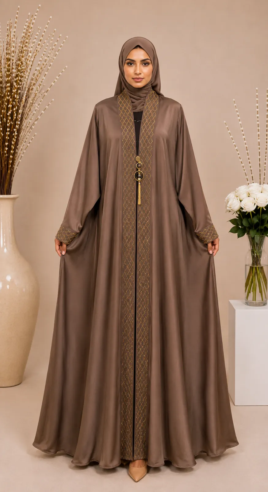 Double Jacket Abaya with Original DMC Stones 9