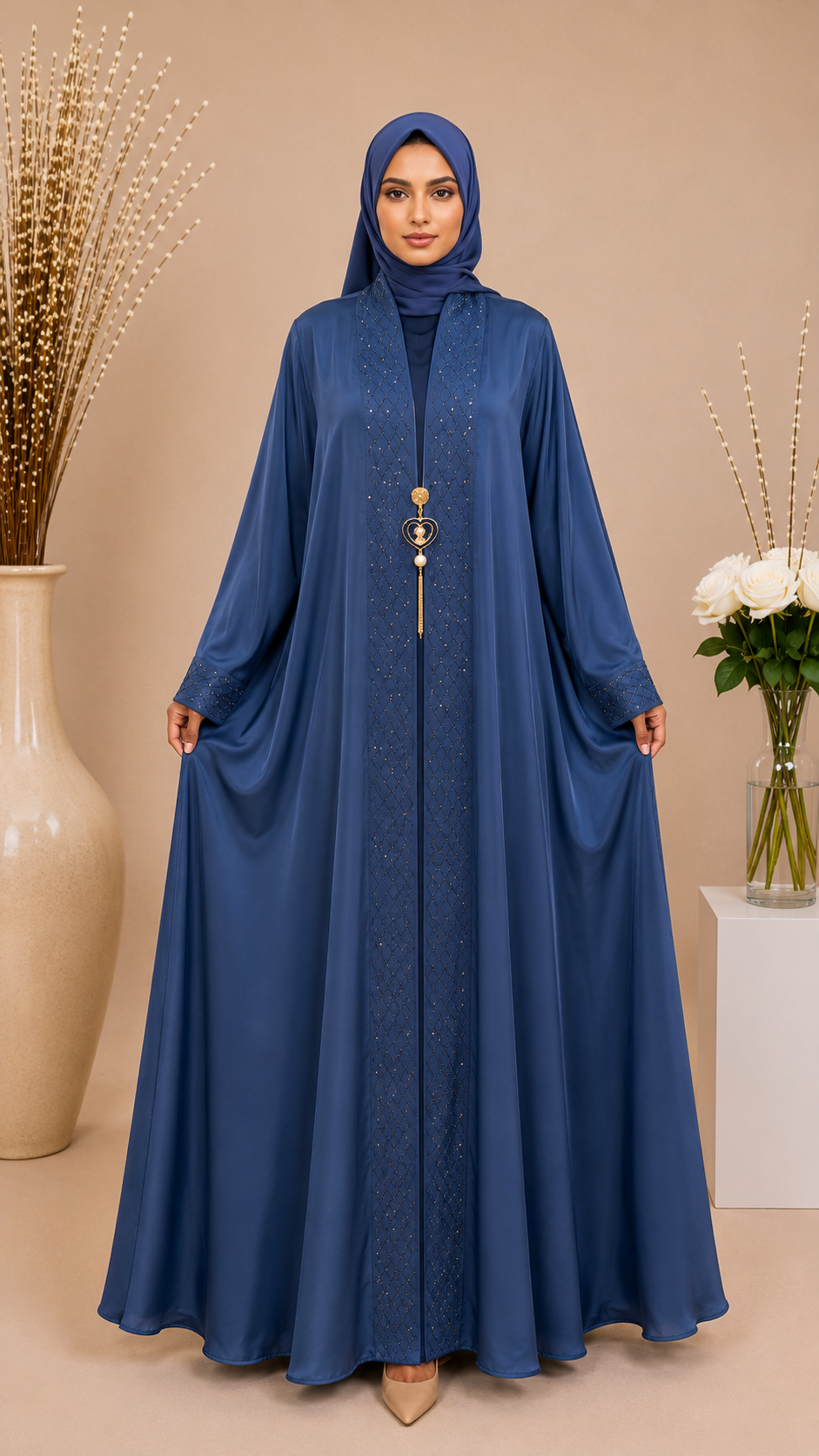 Double Jacket Abaya with Original DMC Stones 6
