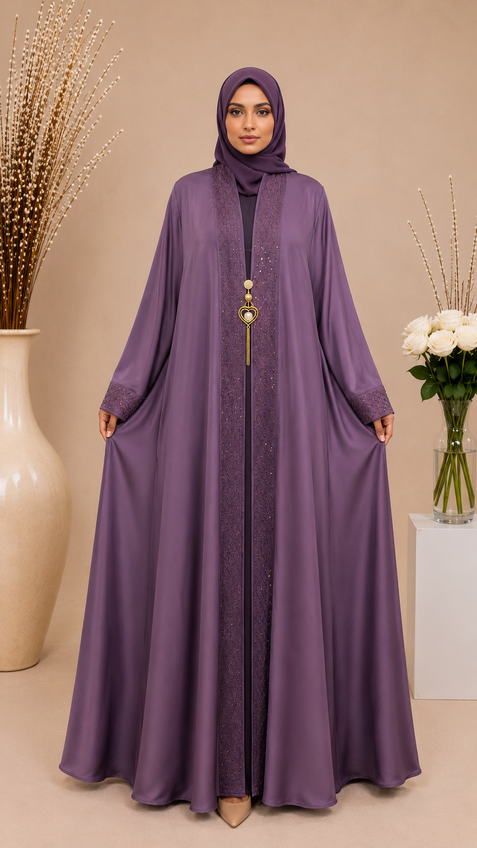 Double Jacket Abaya with Original DMC Stones 7