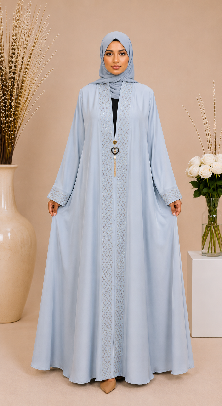 Double Jacket Abaya with Original DMC Stones 8