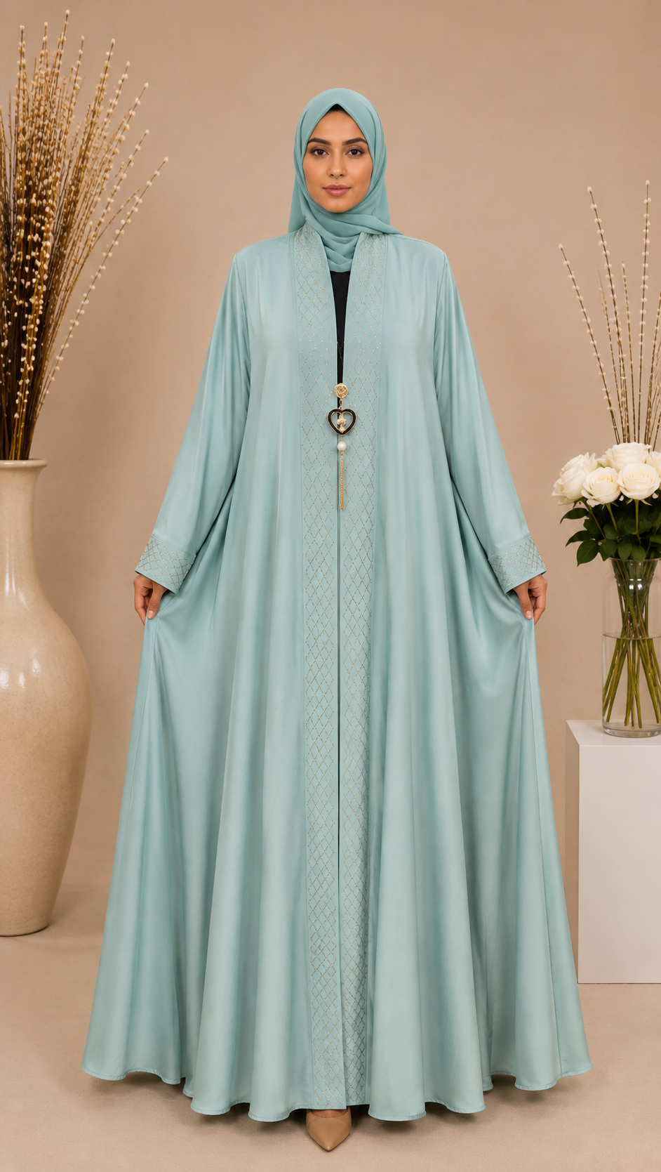 Double Jacket Abaya with Original DMC Stones 4