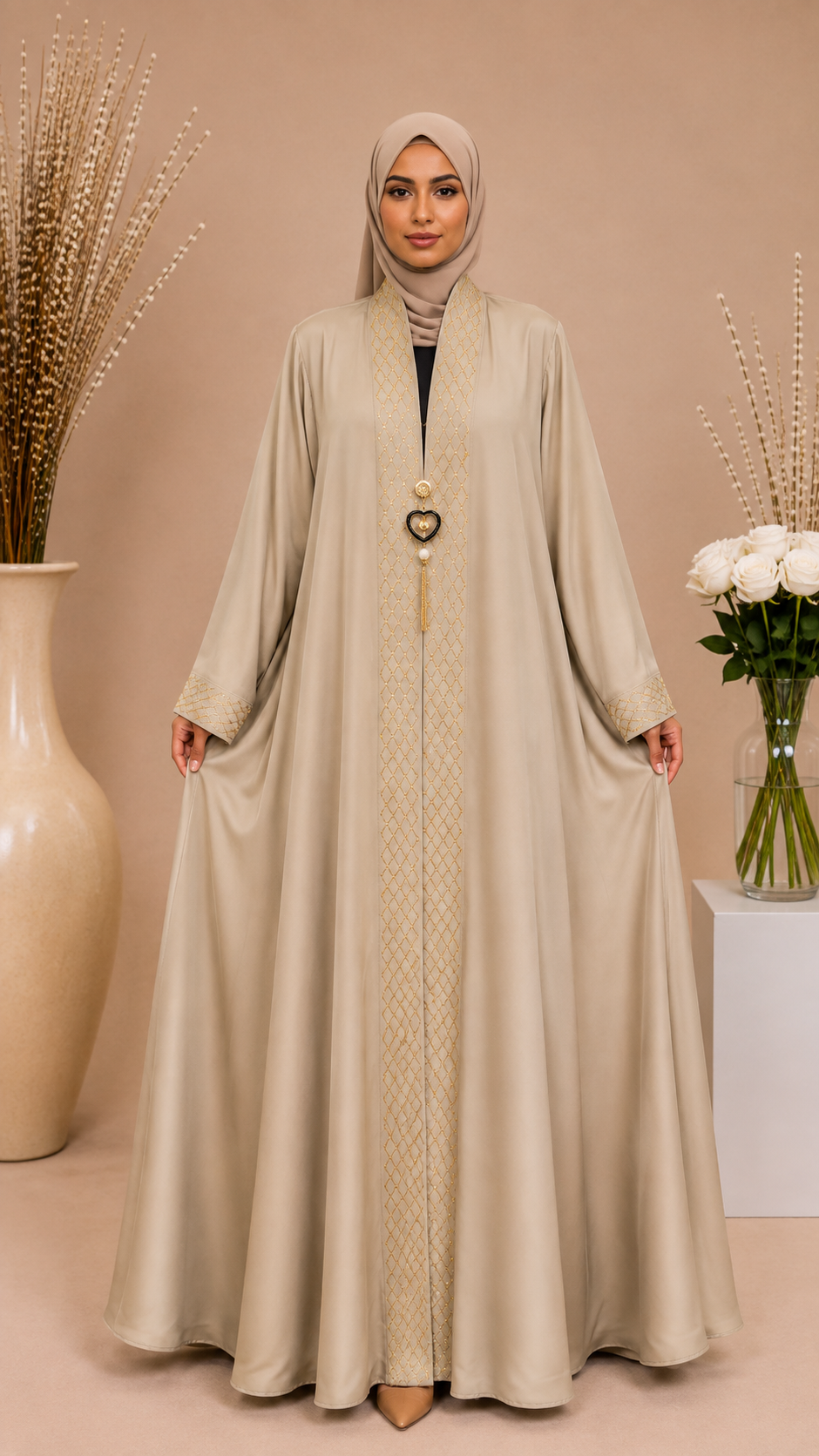Double Jacket Abaya with Original DMC Stones 2