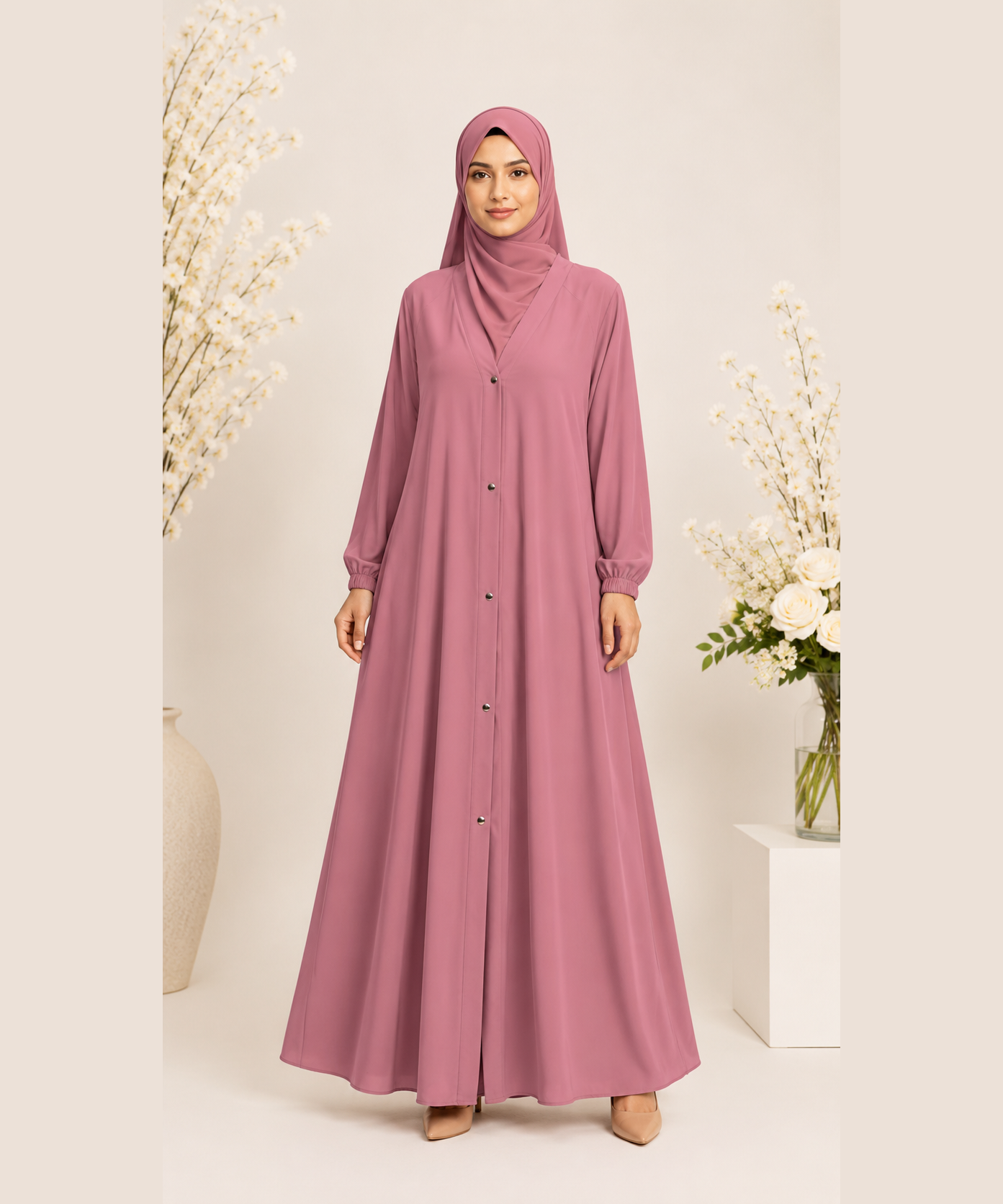 Stuff Soft Georgette Abaya - Rose Pink
