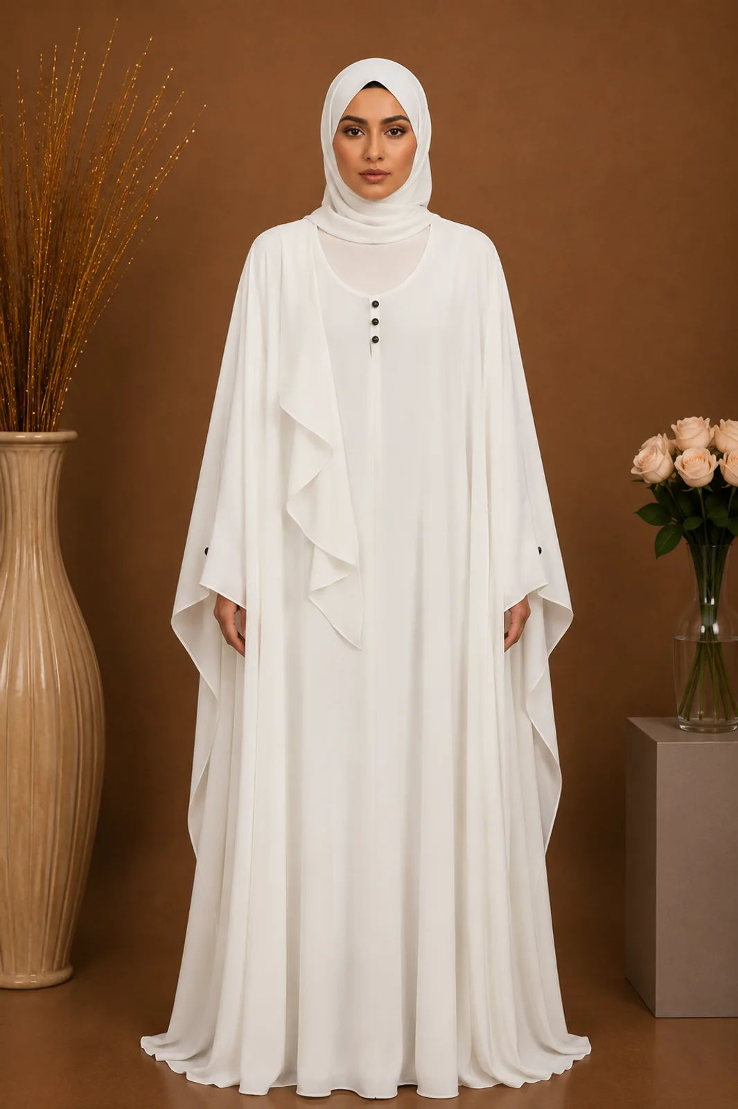 Malaysian Flyer Butterfly Abaya - White